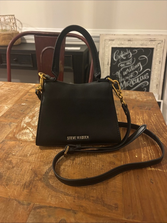 Steve Madden Handbags - Steve Madden Black Leather Mini Top-Handle Crossbody